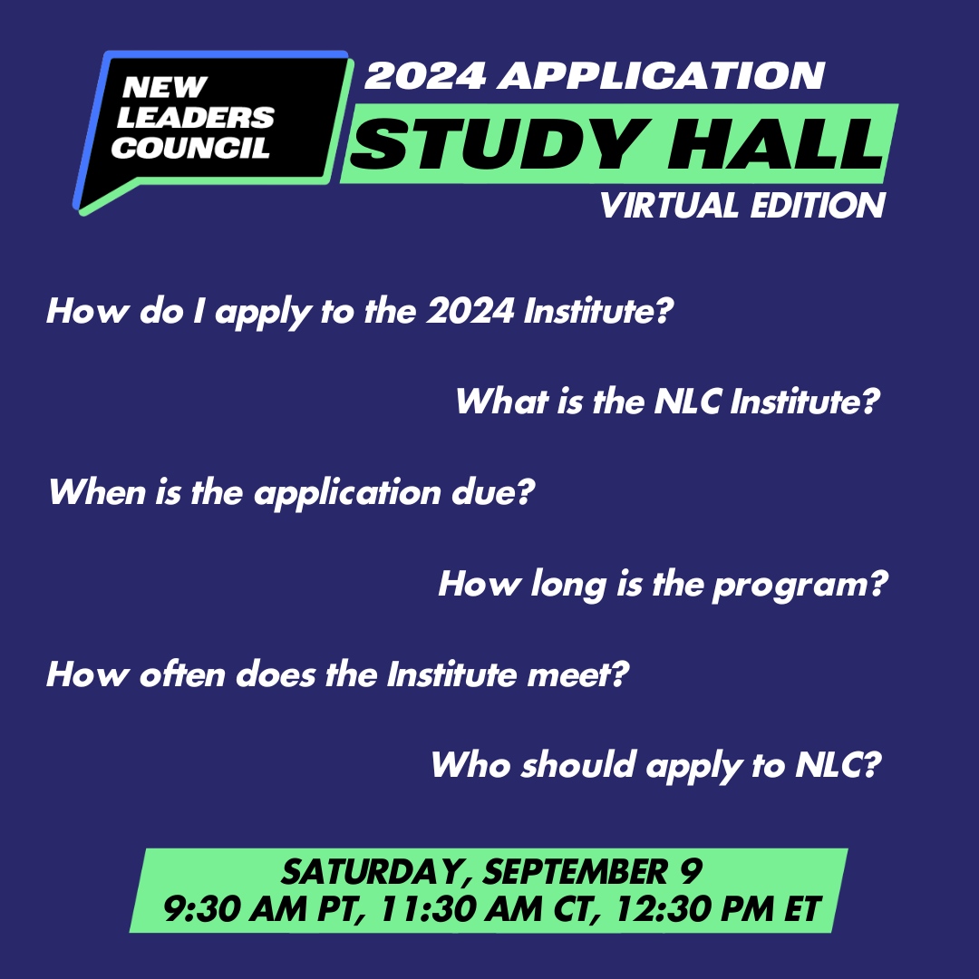NLC's tweet photo. Join us this Saturday, September 9 for a 2024 Application Study Hall: Virtual Edition!

We look forward to it, go to our Facebook to register today!

#newleaderscouncil #nlc #proxmiateleaders #virtualstudyhall #institute #empowerleaders https://t.co/YJGGABfASM