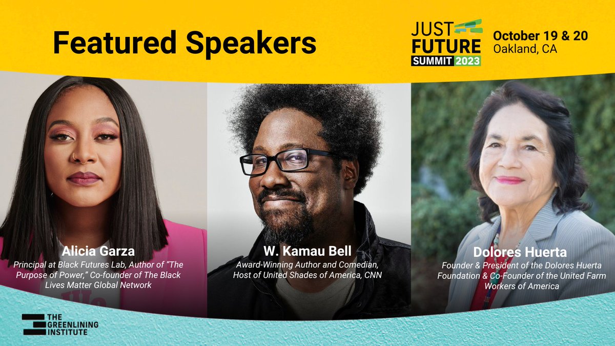 The #JustFutureSummit, the Bay Area’s premiere conference on #racialequity features a stellar list of speakers, including: @wkamaubell @aliciagarza & @DoloresHuerta! Do you have your ticket yet? 🎟 They WILL sell out so get yours today! bit.ly/JFS_2023