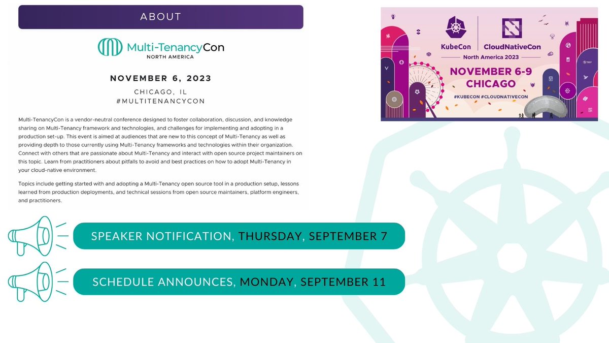 cloudnativeboy's tweet image. Friendly 🔔 (Speaker notification) for the very first edition of #multitenancyCon will go out today, Make sure to hit refresh your Inbox, those of you who have submitted, best of luck 🤗 . #multitenancyCon #kubecon #cloudnativecon #cncf #opensource