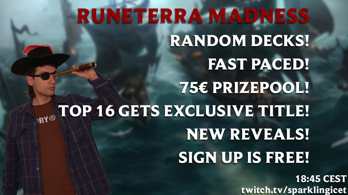 Reminder that RUNETERRA MADNESS is tomorrow!

Quick EMEA random deck tournament with a chance to win an exclusive ingame title!

Sign ups are here: tinyurl.com/LoRMadness