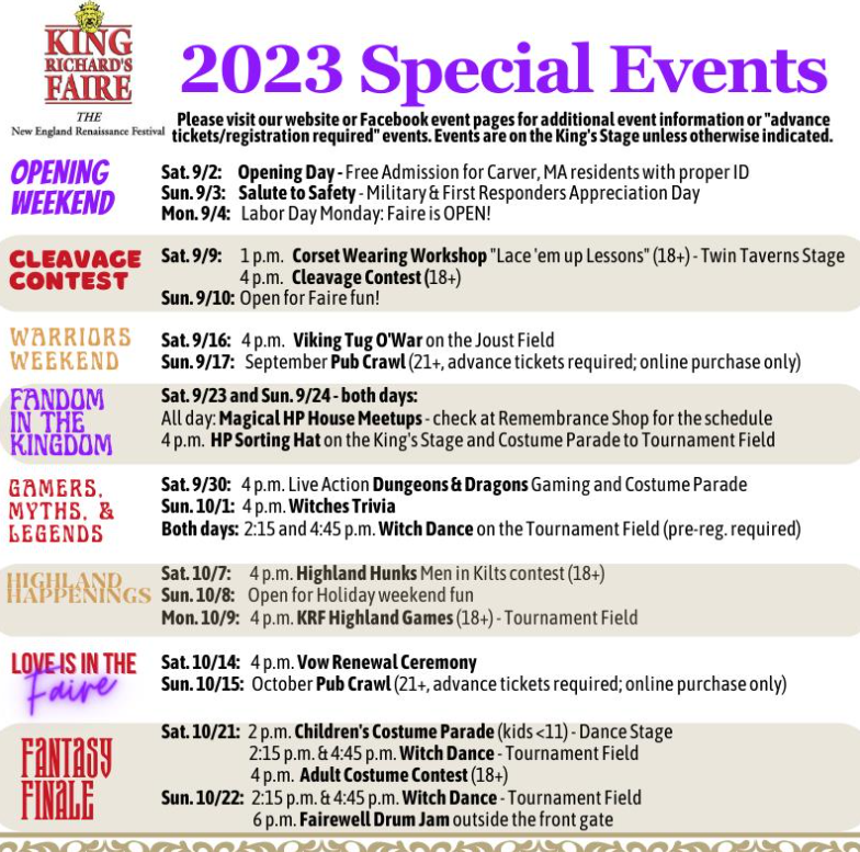 Irentcapecod's tweet photo. Heading to the Cape in September or October? Be sure to plan a day-trip to nearby Carver for the always exciting @KingRichsFaire. Weekends and Monday Holidays through October 22nd! https://t.co/y6VR41hInQ