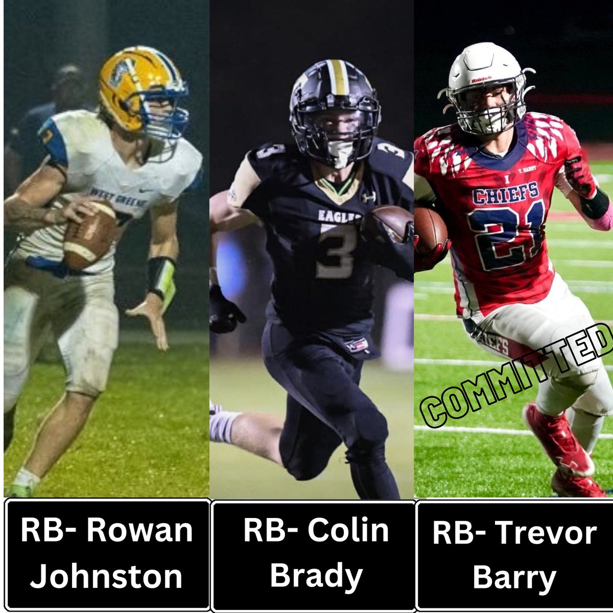 🚨TOP OFFENSIVE RECRUITS OF THE WEEK🚨 ⭐️Rowan Johnston 📍Trumbell, CT 🏈@rowanfjohnston ⭐️Colin Brady 📍West Greene, PA 🏈@thecolinbrady13 ⭐️Trevor Barry (Committed last night) 📍Iroquois, NY 🏈@TrevorBarry13 College coaches, checkout these ballers! bit.ly/45AVkXn
