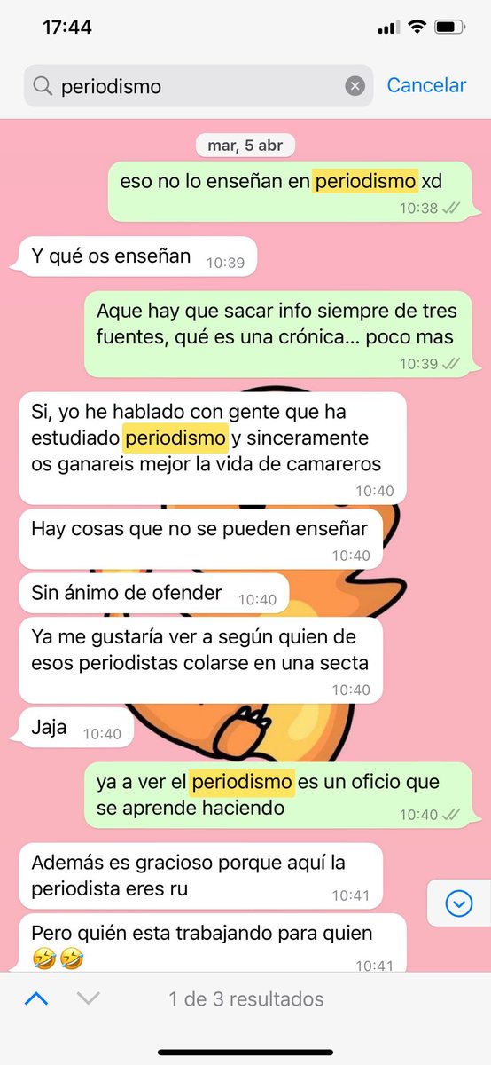 tonina93's tweet photo. @TamayoStuff jornada le pagaba bien. Pero el tío insistía mucho en lo bien que le pagaba: “tuviste suerte conmigo, si es otro a ver cuánto te pagan” o “qué gracioso que tú seas la periodista pero estés trabajando para mí, que no lo soy”.  mínimo se cree digno de un Pullizer.
Adjunto capturas. https://t.co/2mFKo8GL8P