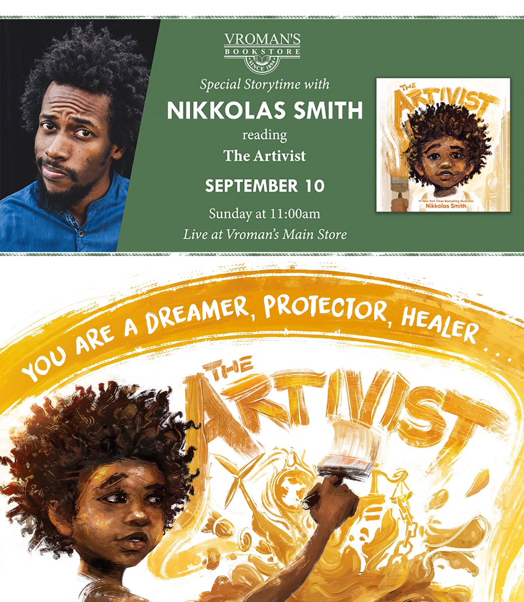 THIS SUNDAY! Join me at @vromans Bookstore in Pasadena CA for storytime and book signing at 11am📚🎨🚀✨ So excited to read The Artivist to kids for the first time and inspire young artivists 🖍🎨 695 E Colorado Blvd, Pasadena, CA 91101 #TheArtivist #KidLit #fREADom #Art