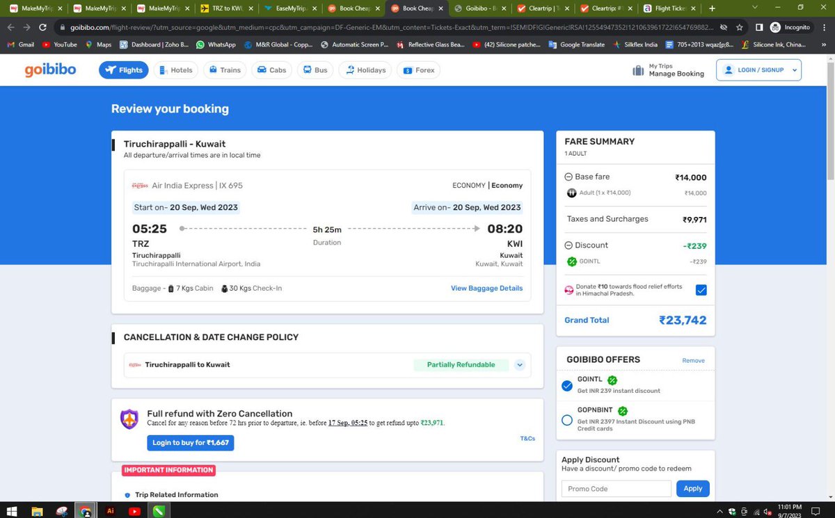 abdulnavas_n's tweet photo. @GoibiboSupport 
I’ve booked a flight ticket, while booking ticket has showed 30kg baggage, after payment. its shows 20kg, what type of scam this is? 

Give me full refund or 30KG baggage. If you can’t do both ill appeal for legal action.

BookingEmail: nisar.nisar308@gmail.com https://t.co/nGXYEV5XtR