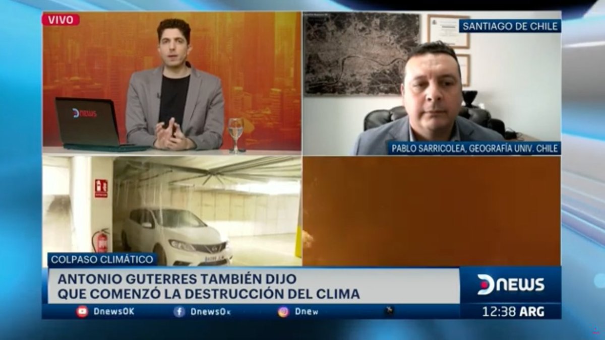 [UCHILE en la Prensa] Pablo Sarricolea, académico Geografía <a href="/mundofau_uchile/">FAU U. de Chile</a> e investigador <a href="/cr2_uchile/">Centro de Ciencia del Clima y la Resiliencia CR2</a>, conversó con <a href="/DNewsOK/">DNewsOK</a> sobre qué significa y que implicaría el colapso climático que ya habría iniciado, según el secretario gral. ONU Antonio Gutierres bit.ly/44QMvHy