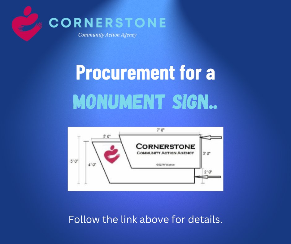 CornerstoneCAA's tweet image. #CCAA is looking to have a monument sign built at our #HeadStart Center on Hwy 287 in #DecaturTX.
Click here for details: cornerstonecaa.org/rfp-opportunit…