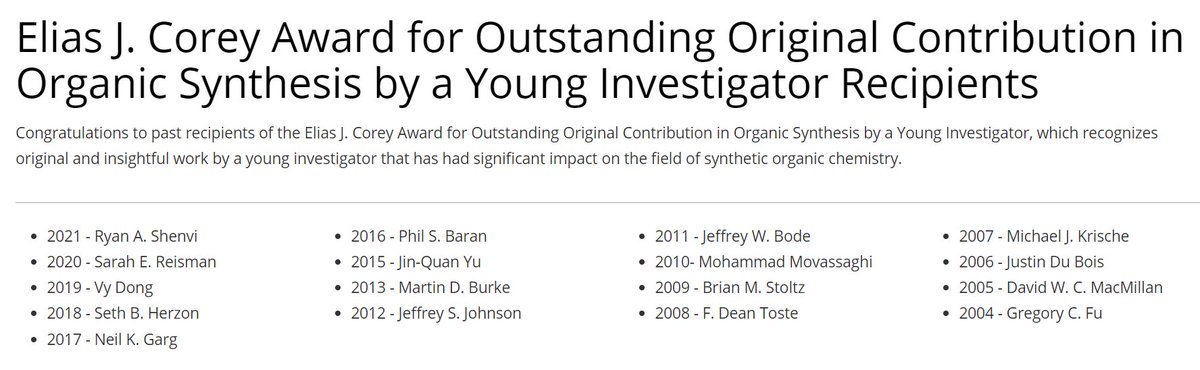 The Dong Lab (@gbd_lab) on Twitter photo Congratulations to Guangbin for being selected for the "Elias J. Corey Award"
Congratulations also to our awesome neighbors <a href="/chem_chair/">UChicago Chem Chair Viresh Rawal</a> and <a href="/LevinChem/">Mark Levin</a> for their awards. cen.acs.org/people/awards/… Congratulations to Guangbin for being selected for the "Elias J. Corey Award"
Congratulations also to our awesome neighbors <a href="/chem_chair/">UChicago Chem Chair Viresh Rawal</a> and <a href="/LevinChem/">Mark Levin</a> for their awards. cen.acs.org/people/awards/…