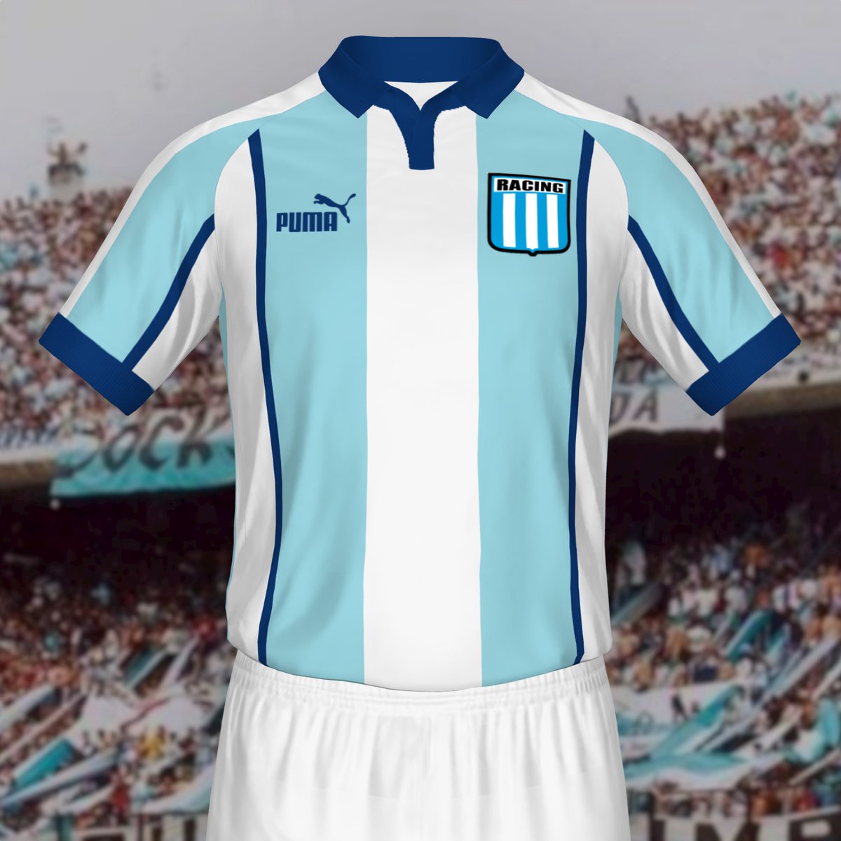 Tutancamis's tweet photo. Hoy volvemos con las camisetas!!! 
Esta vez con la camiseta que podría haber usado @RacingClub si hubiera vestido la marca @PUMAArgentina en el año 1999. 

#Racing #Argentina #Puma https://t.co/LQ8Iq1xGlY