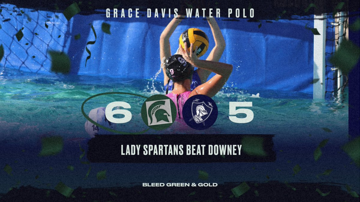 spartanupdate's tweet photo. Lady Spartans beat Downey 6-5 in pre season Water Polo match. Bleed Green &amp; Gold! https://t.co/Nd7Vf1Ia74