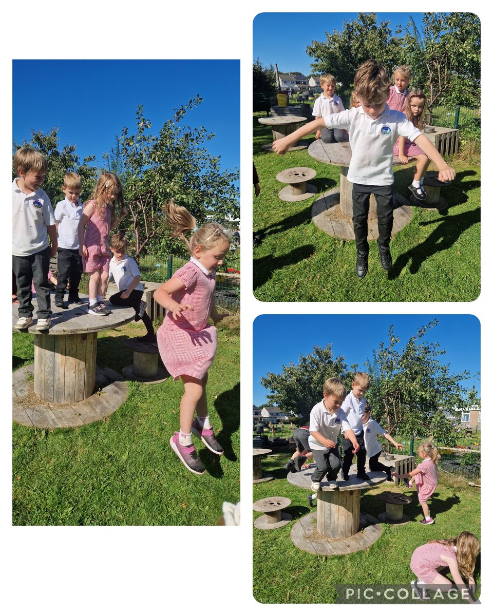 We were enjoying some big jumps in our outdoor space the last few days! #play #riskyplay #grossmotorskills @DrakiesPS