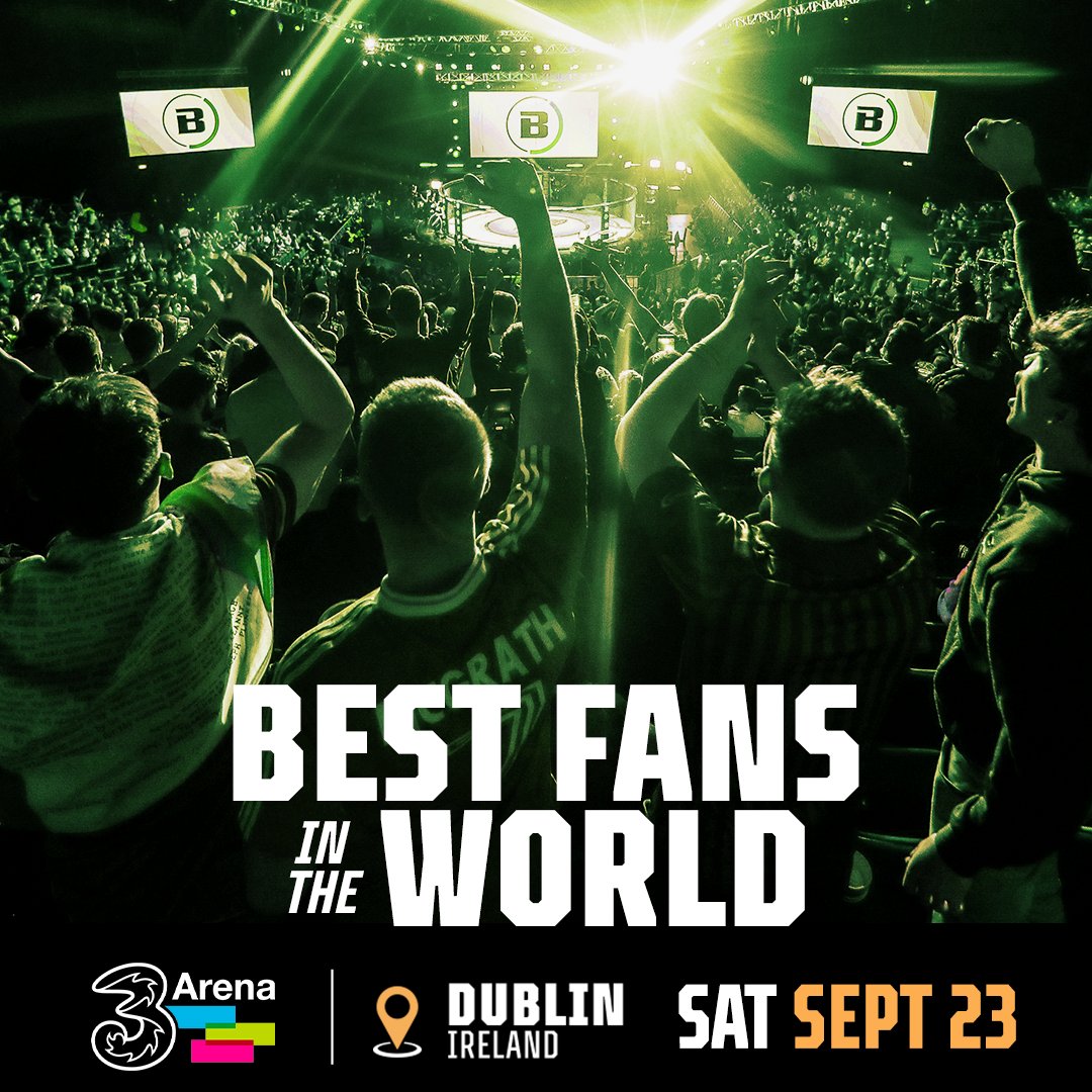 Irish fans are unmatched when their own make the walk inside the <a href="/3ArenaDublin/">3Arena</a>. Will you join the raucous atmosphere in Dublin on September 23rd? 🇮🇪👊

Grab your #Bellator299 tickets 𝙉𝙊𝙒 🎟️ bit.ly/BellatorDublin…