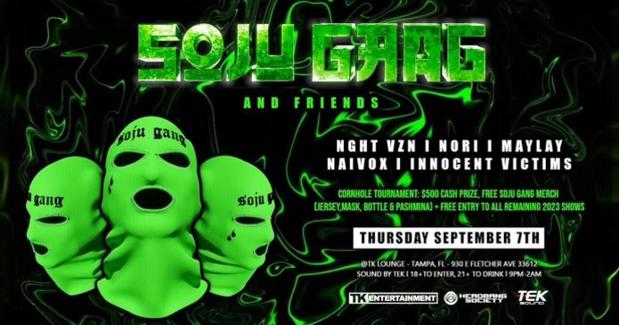 💚𝗦𝗘𝗧 𝗧𝖨𝗠𝗘𝗦 𝗙𝖮𝗥 𝗧𝖮𝗡𝖨𝗚𝗛𝗧💚

1:00-2:00 <a href="/InnocentVictims/">IV</a> 
12:00-1:00 <a href="/sojugang813/">Soju Gang</a> 
11:15-12:00 NIGHT VZN
10:30-11:15 @LaylaRosandich 
9:45-10:30 <a href="/swanzies/">nori</a> 
9:00-9:45 <a href="/NaivoxMusic/">Naivox</a> 

Win $500 + more in 1v1 cornhole tourney tonight!!!

#sojugang