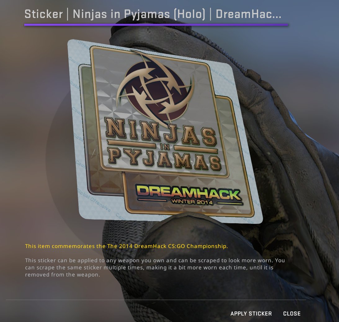 Skins For Charity (@skinsforcharity) on Twitter photo 🚨AUCTION #69 😉🚨
NIP Dreamhack 2014 Holo!
Thanks to <a href="/csskinalerts/">Skin Alerts</a> for donating this!
All proceeds will go to GambleAware!
Accepting bank, PayPal & buff bal. Auction ends in 24 hours! 🚨AUCTION #69 😉🚨
NIP Dreamhack 2014 Holo!
Thanks to <a href="/csskinalerts/">Skin Alerts</a> for donating this!
All proceeds will go to GambleAware!
Accepting bank, PayPal & buff bal. Auction ends in 24 hours!