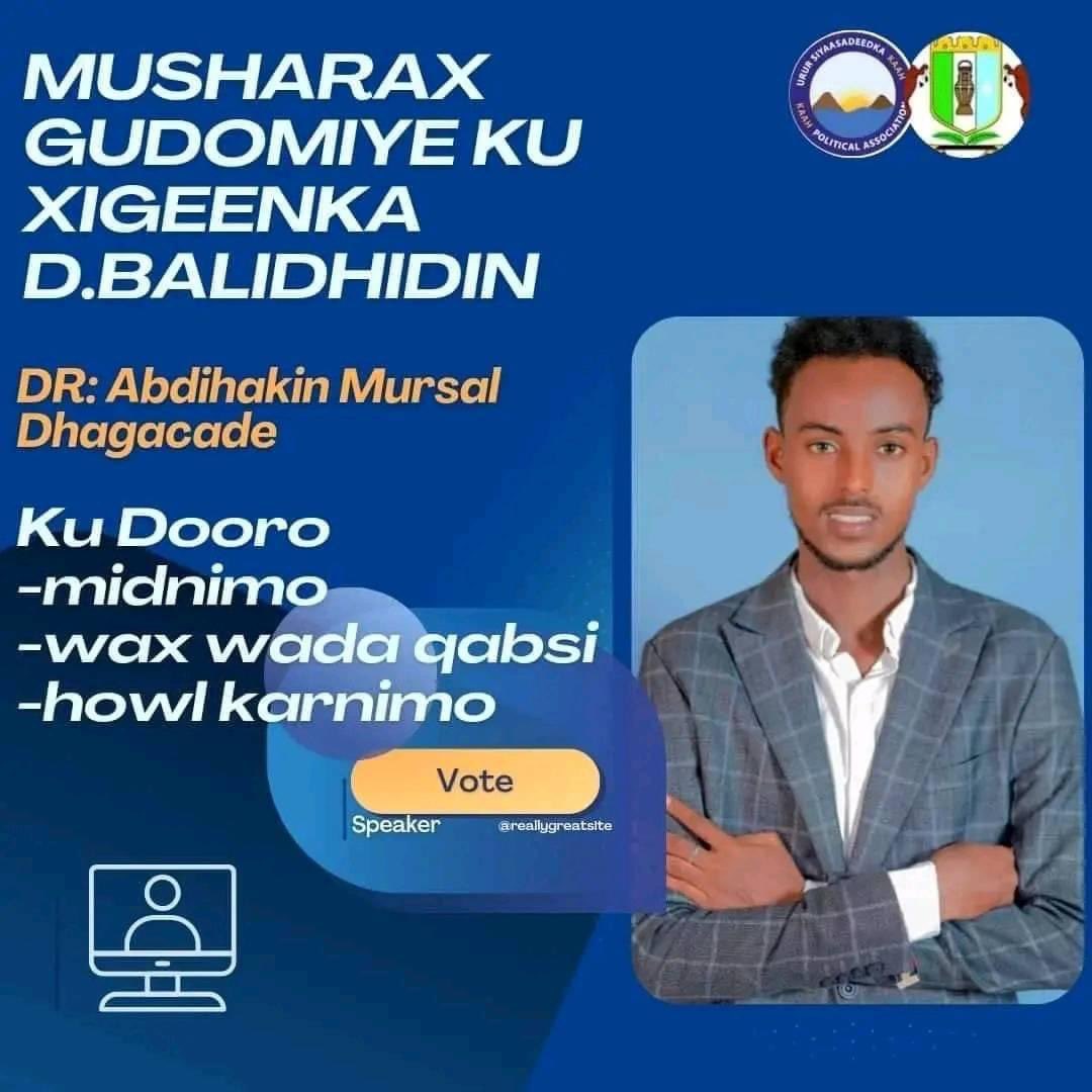 KAAHPParty's tweet photo. Waxaay @KAAHPParty hambalyo u dirayaan guddomiyaha koowada ee Degmada Balidhidhin, Bari, Puntland oo loo doortay Ahmed Hiraad 
Iyo Guudomiye ku xiigeenka Abdihakiim Mursal. Eebe ha u fududeeyo labadaba xiilka https://t.co/d4o8mkAwh2