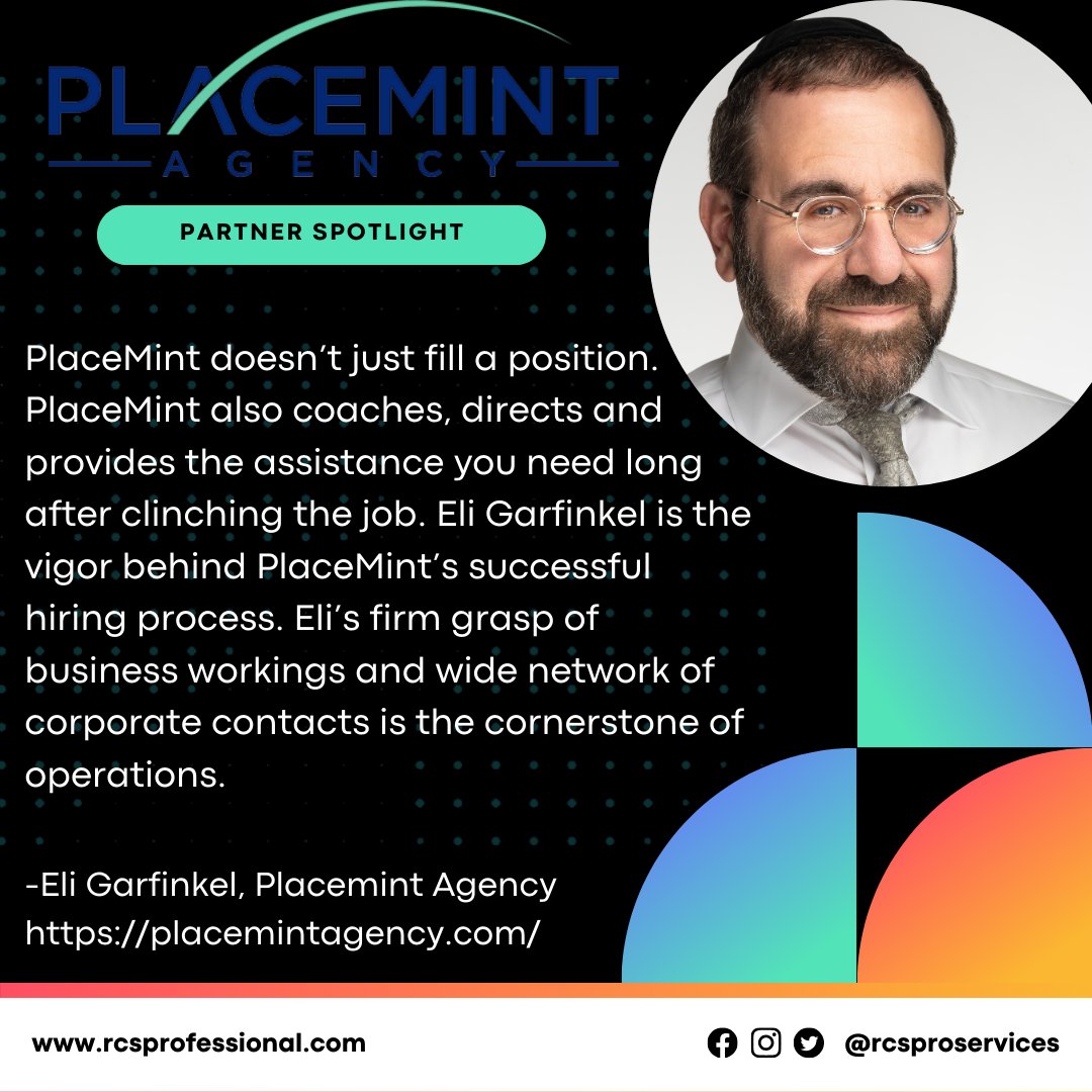 RCSProServices's tweet image. We’d like to introduce you to Eli Garfinkel from PlaceMint Agency, our RCS Partner of the month!
 
To learn more about Eli and PlaceMint Agency, please visit his pages:
lnkd.in/gA2iRmsy
lnkd.in/gDmhHniz
lnkd.in/gZFjgd_Q

#partnerspotlight #rcspartner #rcspro