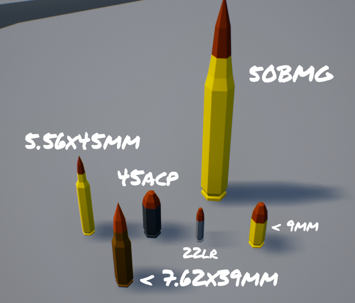 PlayDeadPoly's tweet photo. Ammo type models done, colors swapped out for easier identification. https://t.co/KvcGVUNMz0