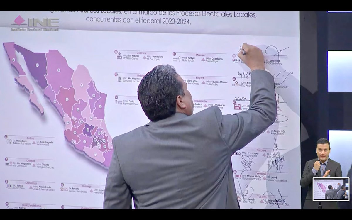 IEESINALOA's tweet photo. Firma de Convenio General de Coordinación entre el @INEMexico y los #OPLEs, en donde participan el Consejero Presidente Arturo Fajardo Mejía y el Vocal Ejecutivo de la Junta Local del INE Sinaloa Jorge Luis Ruelas, de cara al Proceso Electoral Local 2023-2024. 
#Elecciones2024MX https://t.co/MDODx149TW