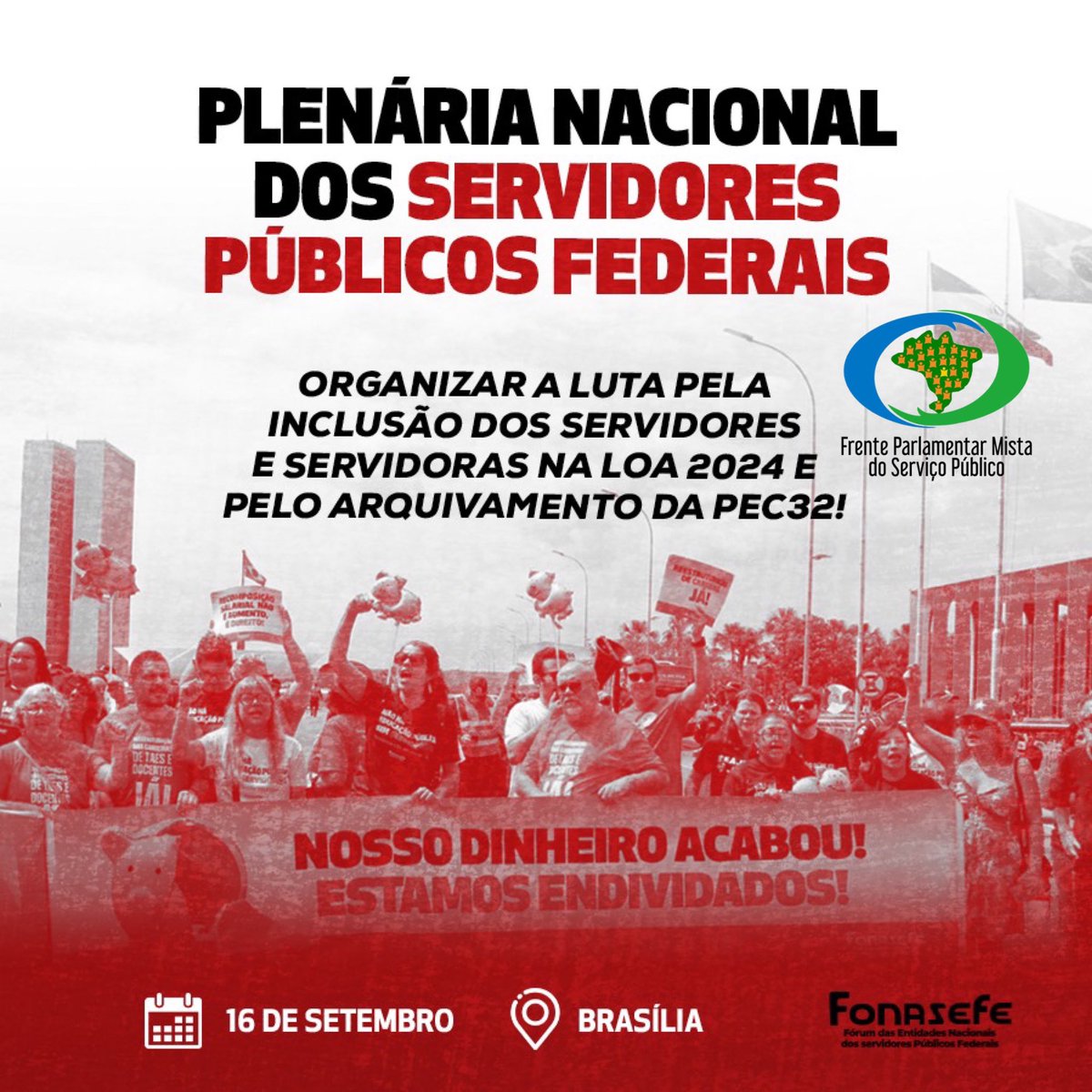 FrenteServicoP's tweet photo. 🗣️ Servidor (a) público(a), você está convidado para participar da plenária de organização da luta pela recomposição salarial, equiparação dos benefícios, reestruturação de carreira e pelo arquivamento da PEC 32. 
📍Participe conosco! #frenteservicopublico #fonasefe https://t.co/uFV97g92pb