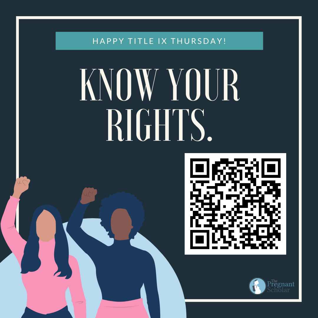 Happy #TitleIXThursday! #Studentparents deserve equitable access to higher education. If you are a pregnant or parenting student who needs support or is curious about your rights, review our 'For Students' page here: thepregnantscholar.org/for-students/ &amp; reach out with Qs!