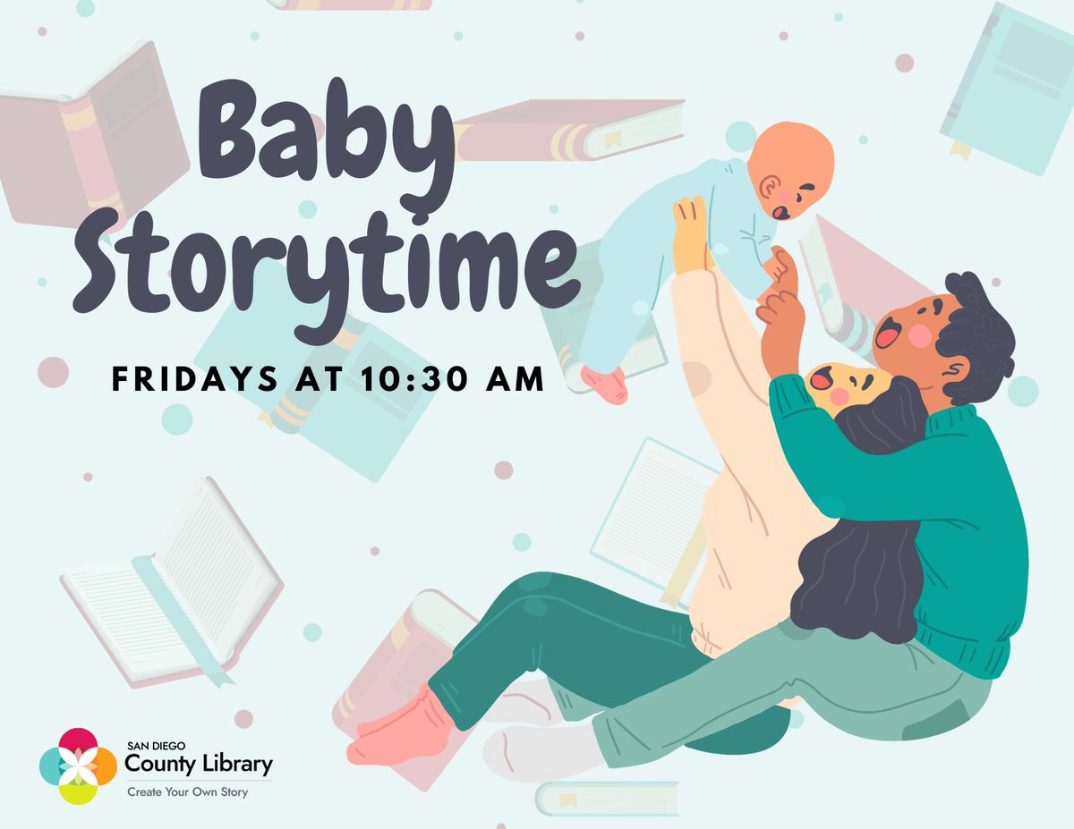 FallbrookSDCL's tweet image. Join us every Friday at 10:30 AM for stories, songs, rhymes and movement activities for babies age 0-18 months! This program is designed for babies and their caregivers. Caregivers must remain with the child and plan to be involved #babystorytime #fallbrooklibrary #fallbrook