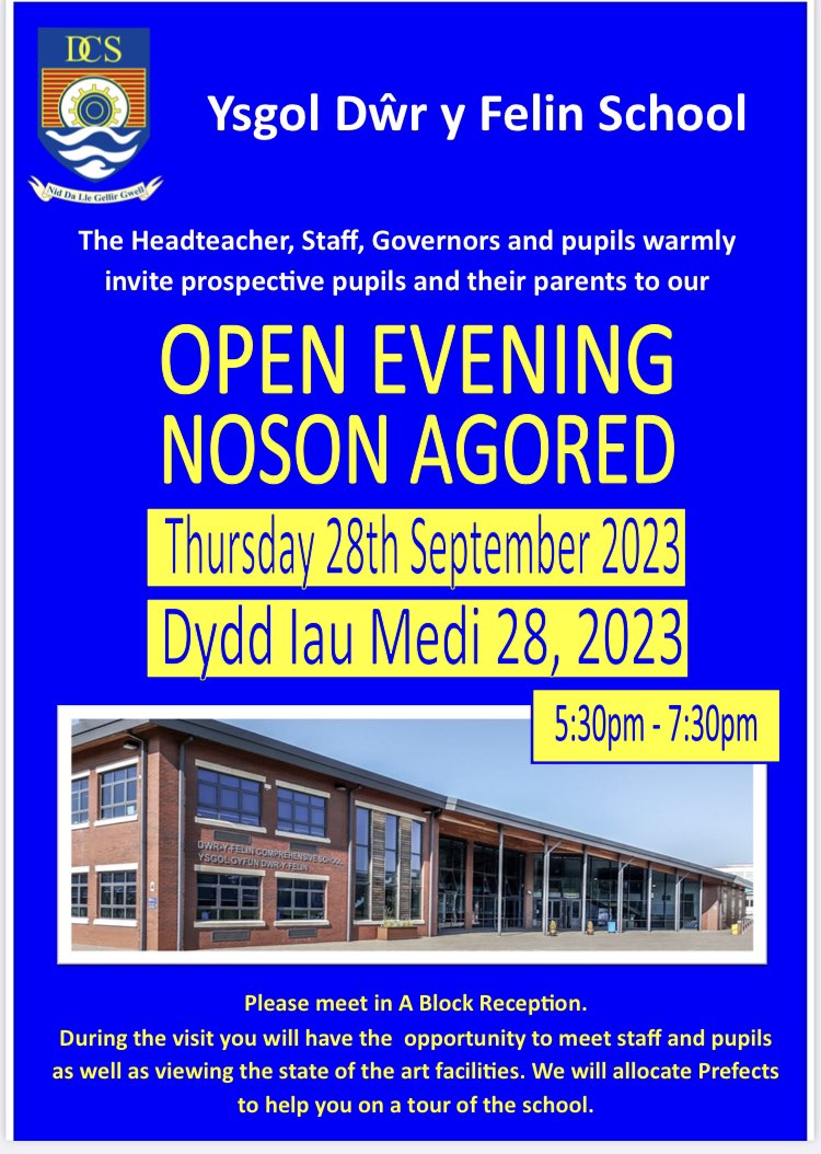 DYF Transition (@dyf_transition) on Twitter photo We look forward to welcoming all prospective year 6 pupils and parents to our Open Evening on the 28th September. <a href="/AbbeyPrim/">Abbey Primary School</a> <a href="/CfpPrimary/">Coedffranc Primary</a> <a href="/BryncochCiW/">Bryncoch CiW</a> <a href="/blaenhonddan/">Blaenhonddan Primary</a> <a href="/CrymlynPrimary/">Crymlyn Primary</a> <a href="/Waunceirchpri/">Waunceirch Primary</a> <a href="/dwryfelin/">@dwryfelin</a> We look forward to welcoming all prospective year 6 pupils and parents to our Open Evening on the 28th September. <a href="/AbbeyPrim/">Abbey Primary School</a> <a href="/CfpPrimary/">Coedffranc Primary</a> <a href="/BryncochCiW/">Bryncoch CiW</a> <a href="/blaenhonddan/">Blaenhonddan Primary</a> <a href="/CrymlynPrimary/">Crymlyn Primary</a> <a href="/Waunceirchpri/">Waunceirch Primary</a> <a href="/dwryfelin/">@dwryfelin</a>