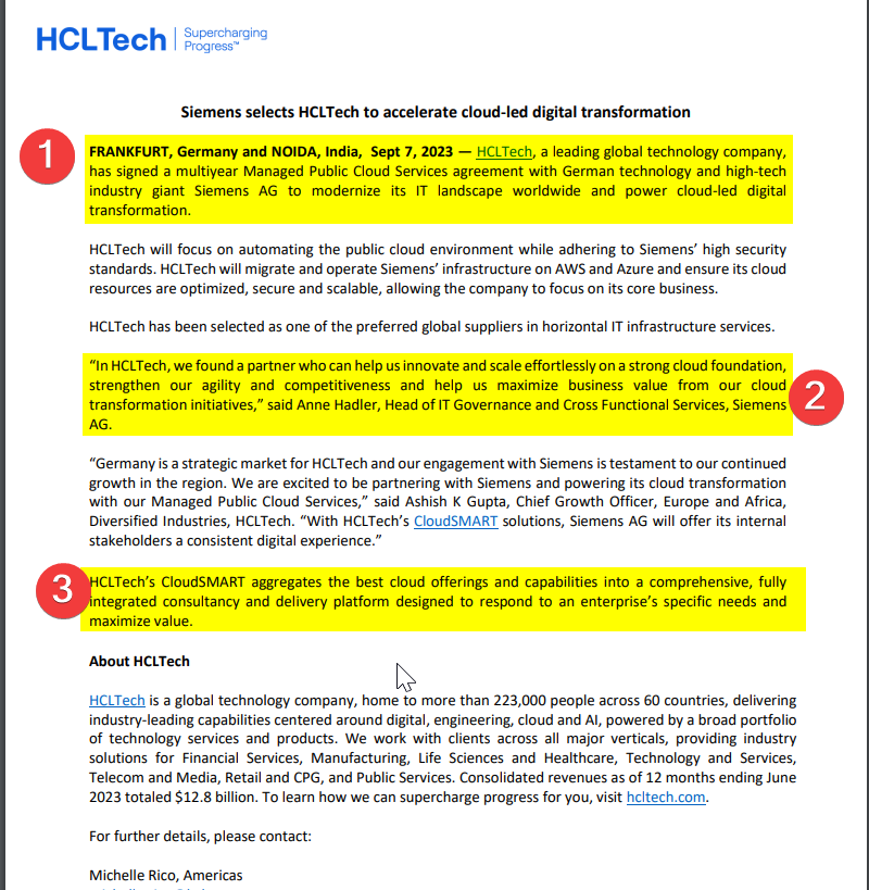 HCL Technologies partners with Siemens to drive cloud-led digital transformation. 🌐✨

#hcltechinsights #StocksToBuy 
Not a stock recommendation