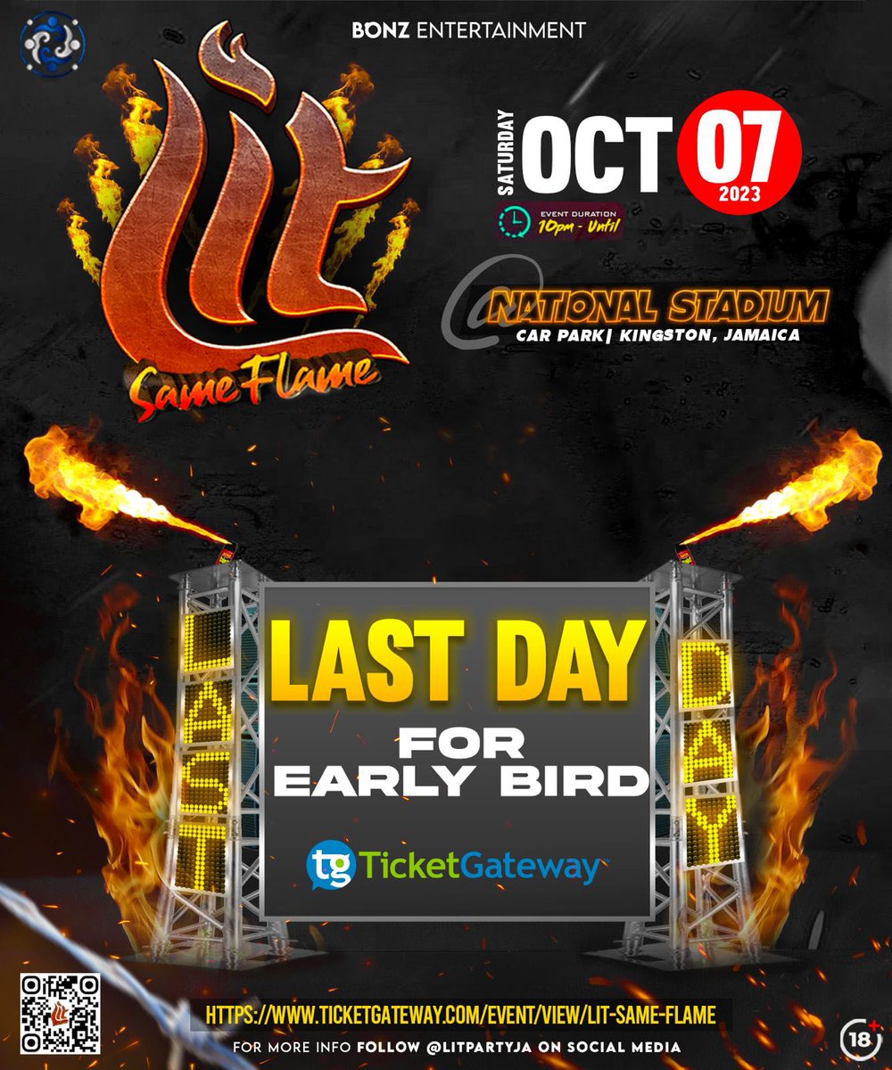 LitSameFlame's tweet photo. THERE’S STILL TIME TO GET YOUR EARLY BIRD TIX! Sale ends at MIDNIGHT, get your tickets now!🔥👇🏽

Visit https://t.co/oHGhnBWY3L OR click the link in our bio to purchase!😉

LIT: SAME FLAME 🔥 
Saturday, October 7, 2023

Follow @litpartyja for all updates!🔥🚒

#LitSameFlame https://t.co/5e5QcnbBiE