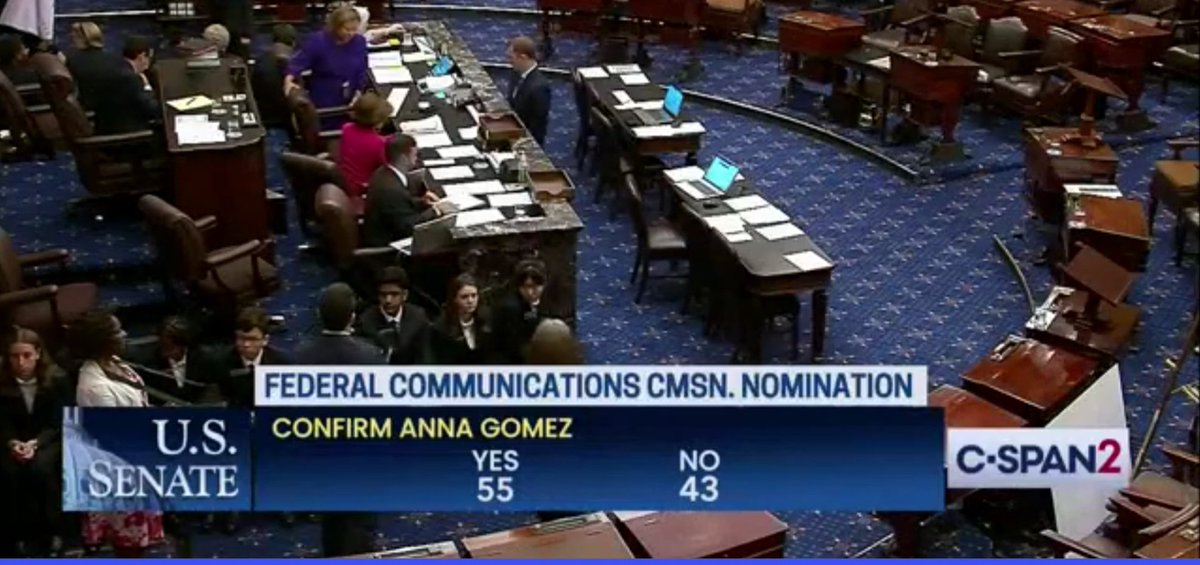 UCCMediaJustice's tweet photo. Congratulations to Anna Gomez! @AMG8697. It is incredible that after an unprecedented 32 months we finally will have a #fullyfunctionalFCC.
Very important that Senate follows up quickly with @GeoffreyStarks confirmation so the work of the @FCC can get done. https://t.co/YXrtAUfz64