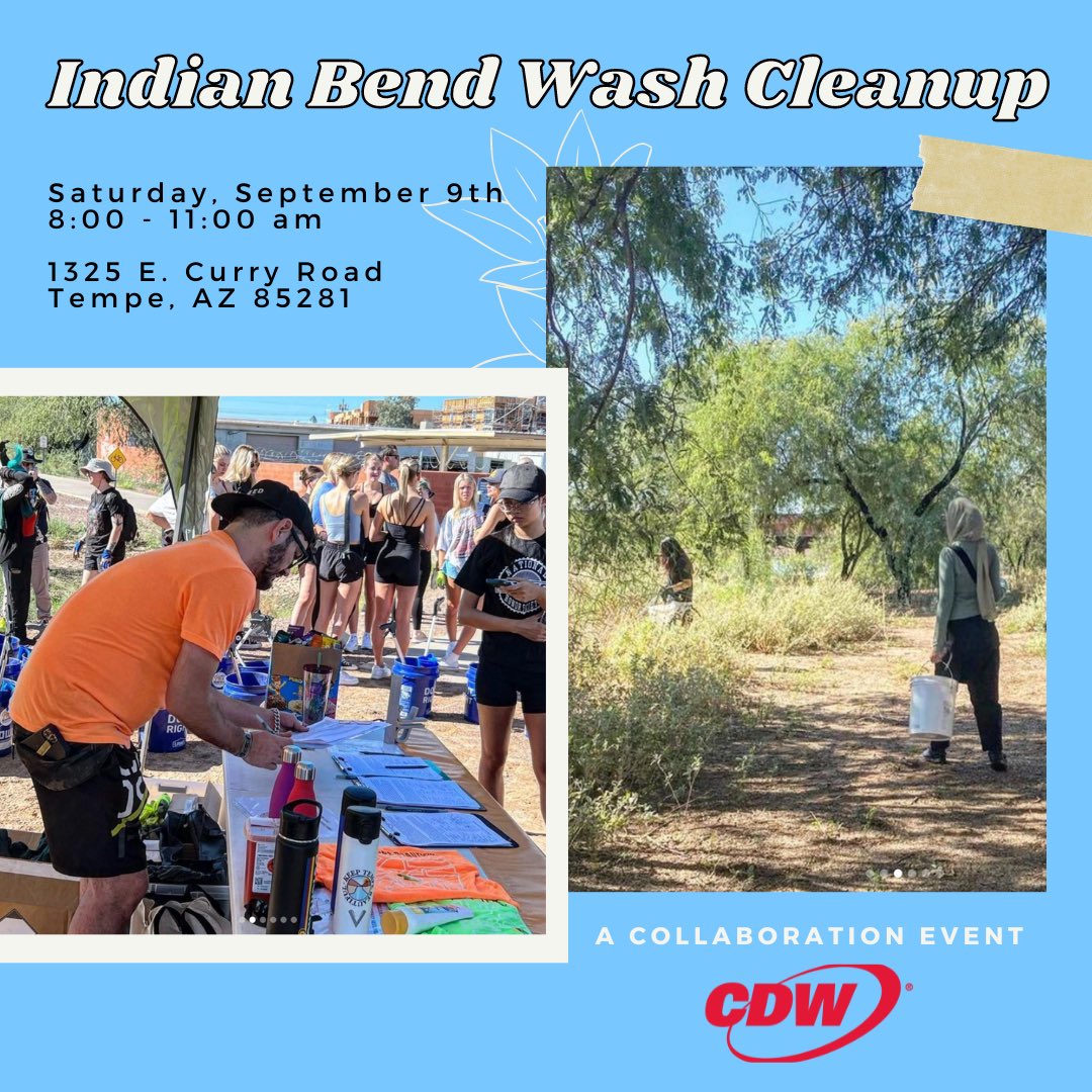 keeptempebtfl's tweet photo. The only thing that could make this event collab w/ @CDWCareers better is YOU! Be part of our volunteer street cleanup crew on this Saturday, September 9th at Indian Bend Wash 🚮
Swipe 👉 for Exact Location We’ll Be Meeting 😃
#KeepTempeBeautiful #KTB #Tempe #CityofTempe https://t.co/SDMXhlKIV3