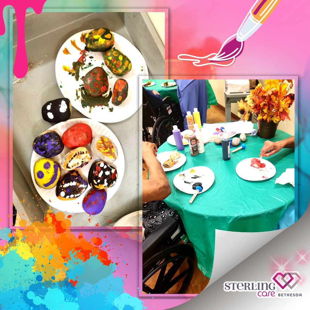We're rocking the art of painting at Sterling Care! Adding a splash of color to our rock garden, one brush stroke at a time! 🌈🪨

#RockGarden #ResidentArtist #SterlingCare #Bethesda
