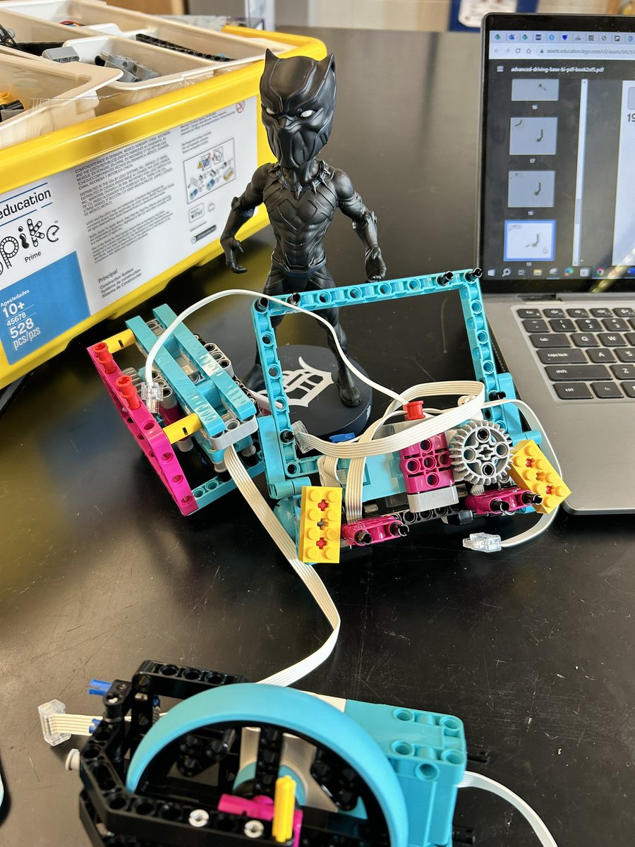CarrieRu's tweet photo. Robotics is back at King HS!  This year we are thinking about how to support our friends in elementary and middle school with their teams.  Black Panther is also a fan of technology so he is here to support #FRC8352 #DPSCDProud #KingCrusaders https://t.co/KjLGH0aP8X