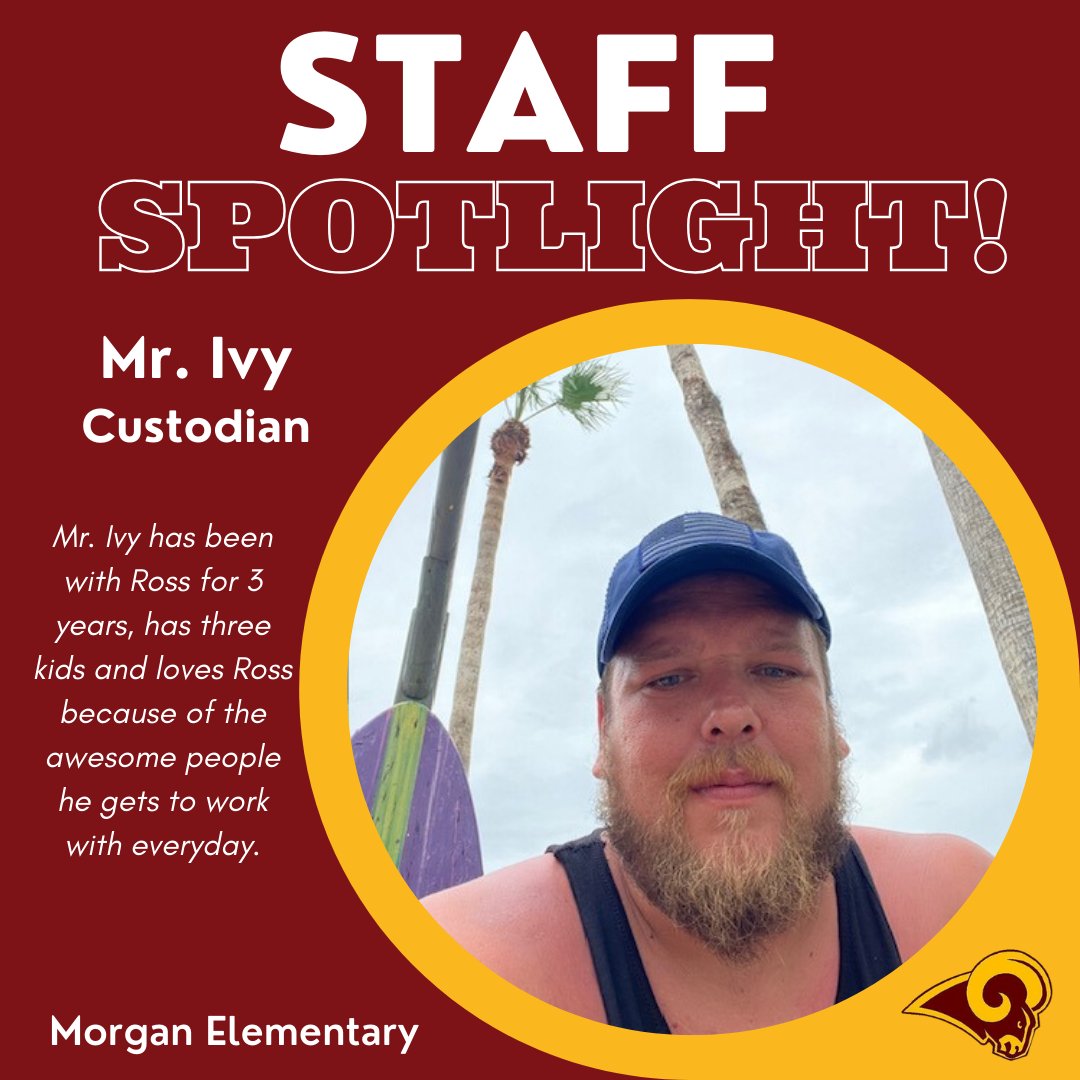 Ross_Local's tweet photo. ๐ Meet Mr. Ivy, Morgan Elementary's 1st-Shift Custodian! ๐จโ๐ง Proud dad of three. His favorite part of Ross? The people! ๐งก Let's give a shoutout to Mr. Ivy for his hard work and dedication! ๐ #StaffSpotlight #RossCommunity #RossRams https://t.co/0qMSd5Ek83