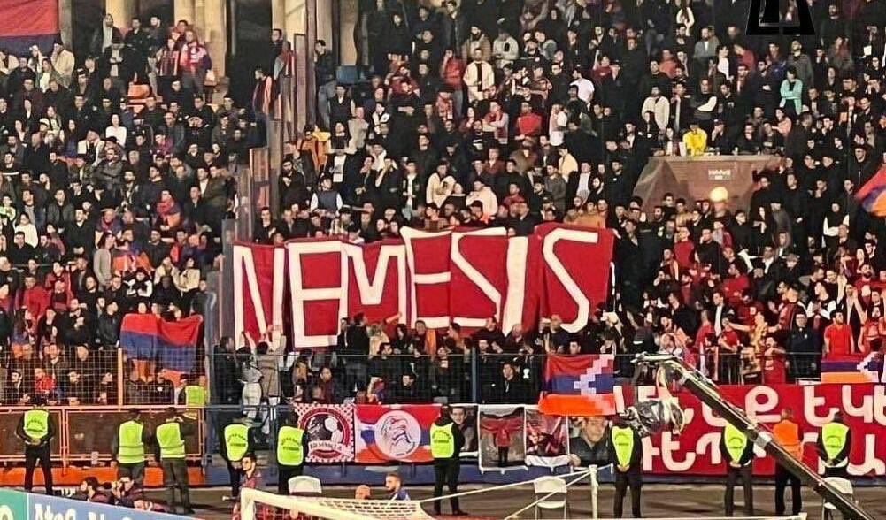 25 Mart 2023 tarihinde oynanan Ermenistan - Türkiye futbol müsabakasında Ermeni taraftarlar, 'Nemesis' pankartı açtılar.

Bu pankart; Ermeniler'in, Ermeni teröristler tarafından Türk diplomat ve siyasilere karşı yürütülen terör operasyonlarına verdikleri isimdir. Bu operasyon…