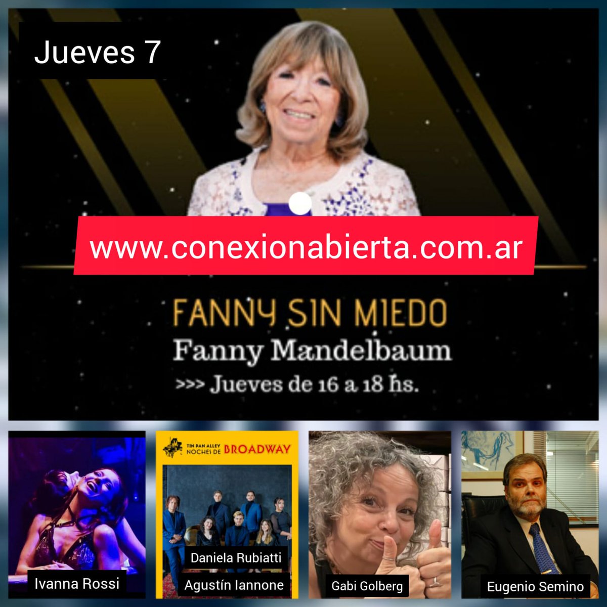 Llegó el jueves te espero de 16 a 18hs con #Fannysinmiedo en <a href="/conexionabierta/">CONEXIÓN ABIERTA</a>
MIRALO AQUÍ ➡️➡️➡️ conexionabierta.com.ar/mirar-la-radio…