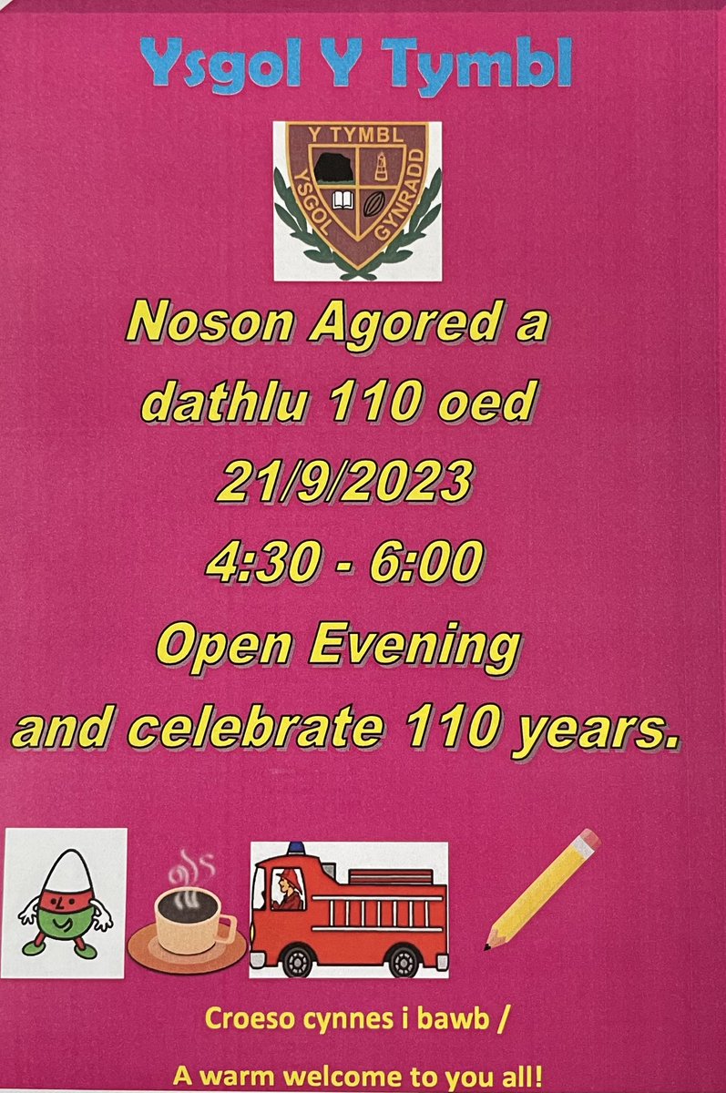 Cyfle arbennig i ddathlu! 🎉🎂 1️⃣1️⃣0️⃣📚✏️🏫📝