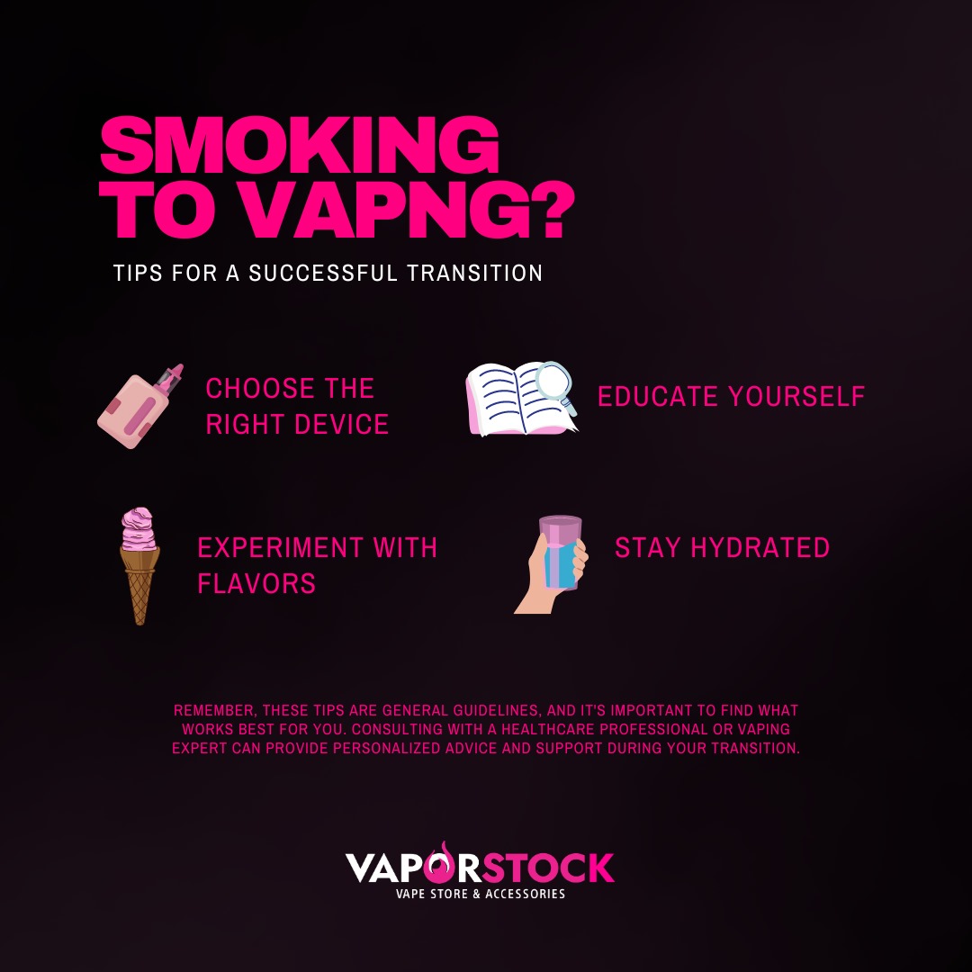 Vaporstockstore's tweet image. Ready to make the switch from smoking to vaping?Here are some helpful tips for a successful transition. To read more...
#VapingTips