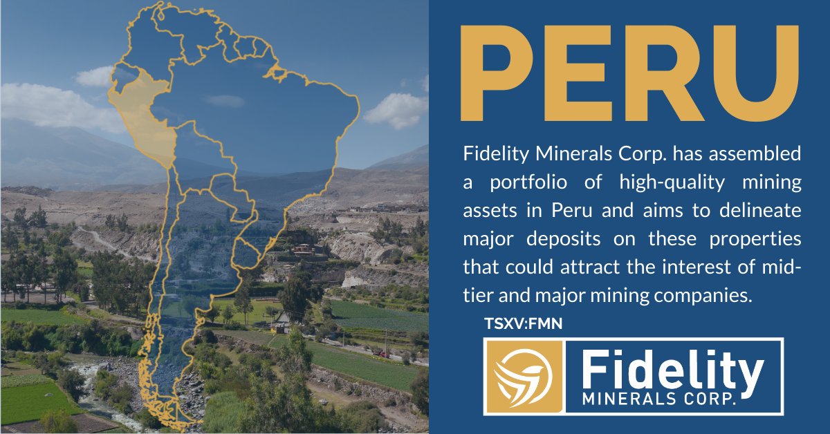 FidelityMinCorp's tweet photo. $FMN.V #tsxv #fidelityminerals #gold #peru #mining #goldexploration #mineral #minerals #metal #metals #preciousmetals #fmn https://t.co/c7pEdJhcw2