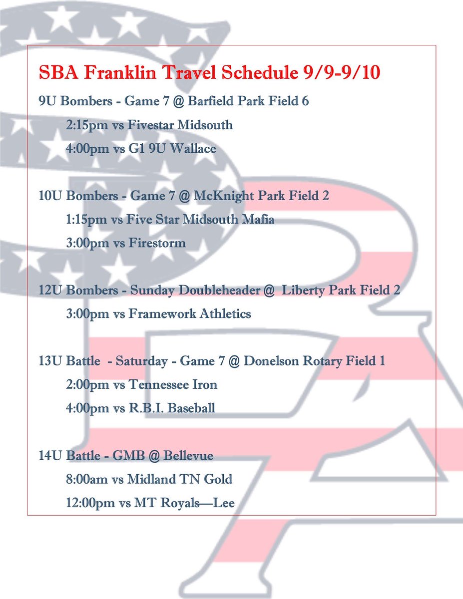 SBA Franklin Travel Baseball tweet media