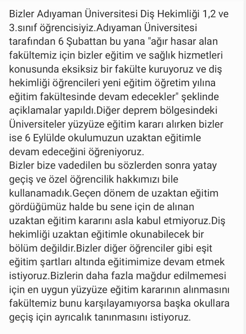 DisBirPlatformu's tweet photo. Adıyaman Üniversitesi’ndeki Meslektaşlarımızın yanındayız.Gereğinin yapılmasını istiyoruz. @adyu2006 @mehmetkelles https://t.co/plzMWFnQaB