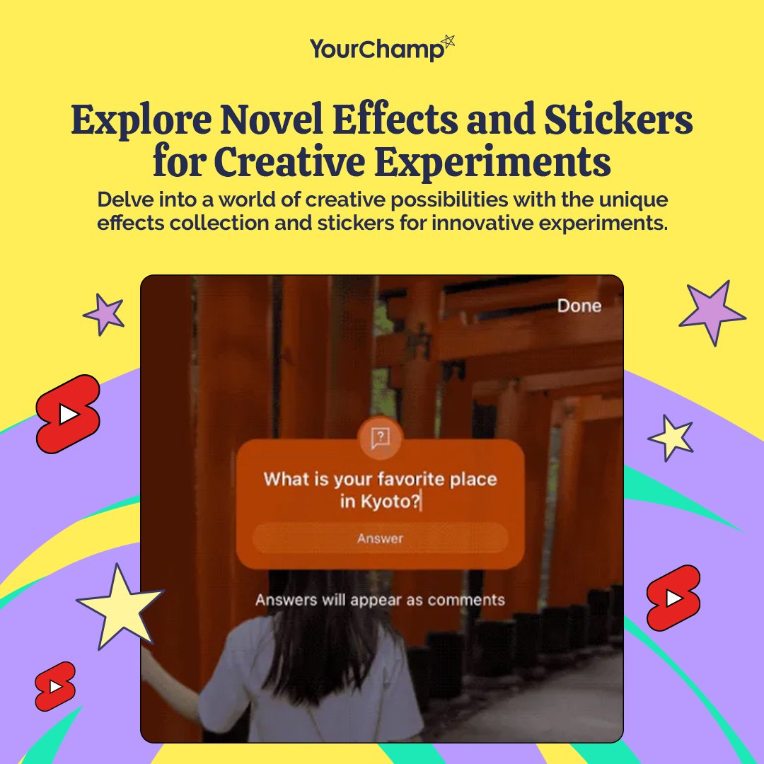 YourChamp_io's tweet photo. Set your imagination free and elevate your Shorts using our captivating tools. Allow your creativity to roam without bounds! 🌟

Image credits: YouTube Blog

 #YouTubeShorts #CreativeExperiments https://t.co/Iiq4ZmHkkU