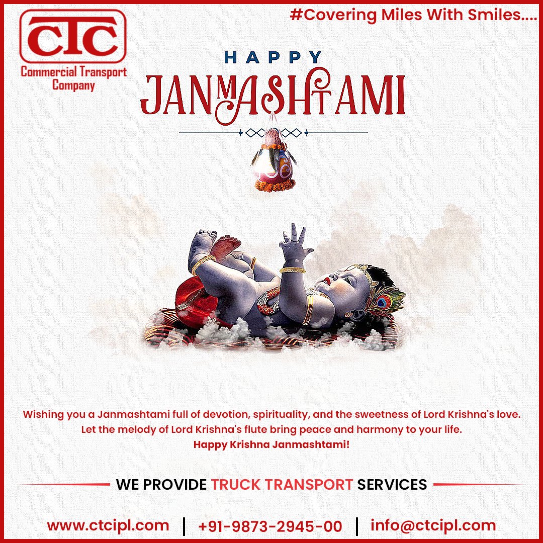 ctcTransportc's tweet photo. Wishing you all a Very Happy Janmashtami📷📷 by the team of CTC-Commercial Transport Company

#janmashtami #janmashtamispecial https://t.co/i4ZrdvKEFW