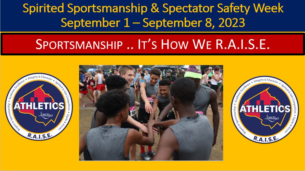 MCPS Athletics (@mcpsathletics) on Twitter photo R.A.I.S.E - <a href="/MCPSAthletics/">MCPS Athletics</a> reinforces respect & sportsmanship, academic excellence, integrity & character, safe, spirited competition, equity & access. Let's APPLAUD coaches, student, officials, & fans for their efforts to proudly display our R.A.I.S.E.! <a href="/mcpsAD/">Jeff Sullivan</a> <a href="/MCPS/">MCPS</a> <a href="/mcpsslu/">MCPS Student Leadership & ECAs</a> R.A.I.S.E - <a href="/MCPSAthletics/">MCPS Athletics</a> reinforces respect & sportsmanship, academic excellence, integrity & character, safe, spirited competition, equity & access. Let's APPLAUD coaches, student, officials, & fans for their efforts to proudly display our R.A.I.S.E.! <a href="/mcpsAD/">Jeff Sullivan</a> <a href="/MCPS/">MCPS</a> <a href="/mcpsslu/">MCPS Student Leadership & ECAs</a>