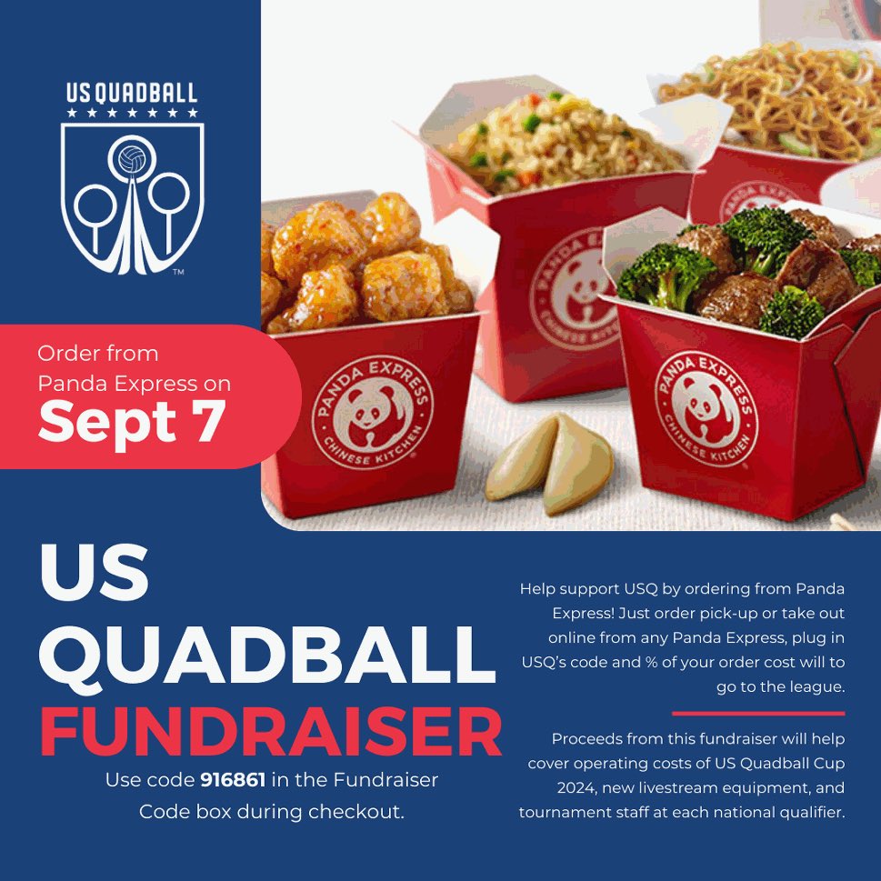 Come help support #USQuadball at Panda Express TODAY! 

🔗: community-fundraiser.com/virtual-fundra…