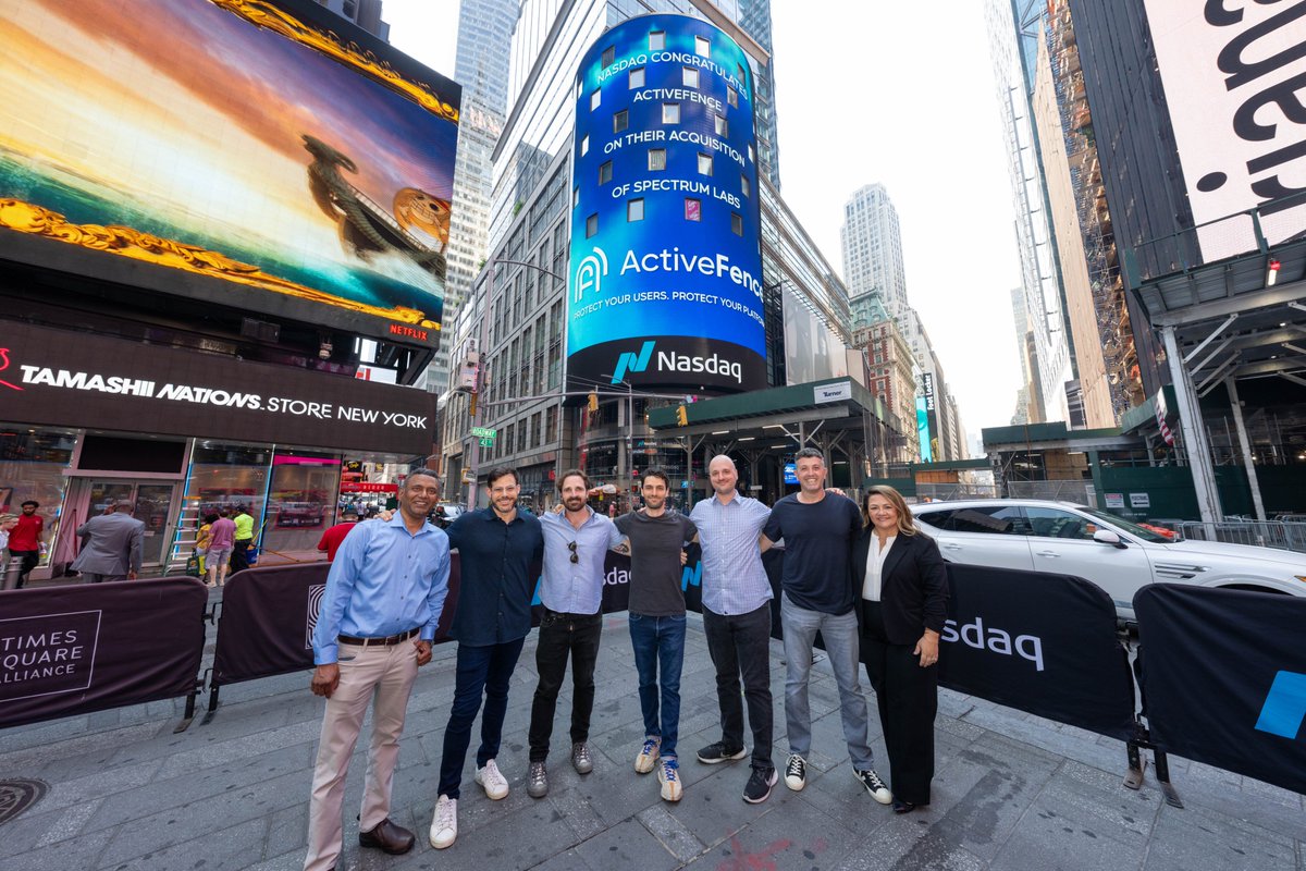 Nasdaq Exchange (@nasdaqexchange) on Twitter photo Congratulations to leading trust and safety provider for online platforms, <a href="/ActiveFence/">ActiveFence</a> on its acquisition of Spectrum Labs. 👏🎉
Thanks for stopping by MarketSite to celebrate! We look forward to watching your continued growth on this next chapter and the impact that this Congratulations to leading trust and safety provider for online platforms, <a href="/ActiveFence/">ActiveFence</a> on its acquisition of Spectrum Labs. 👏🎉
Thanks for stopping by MarketSite to celebrate! We look forward to watching your continued growth on this next chapter and the impact that this