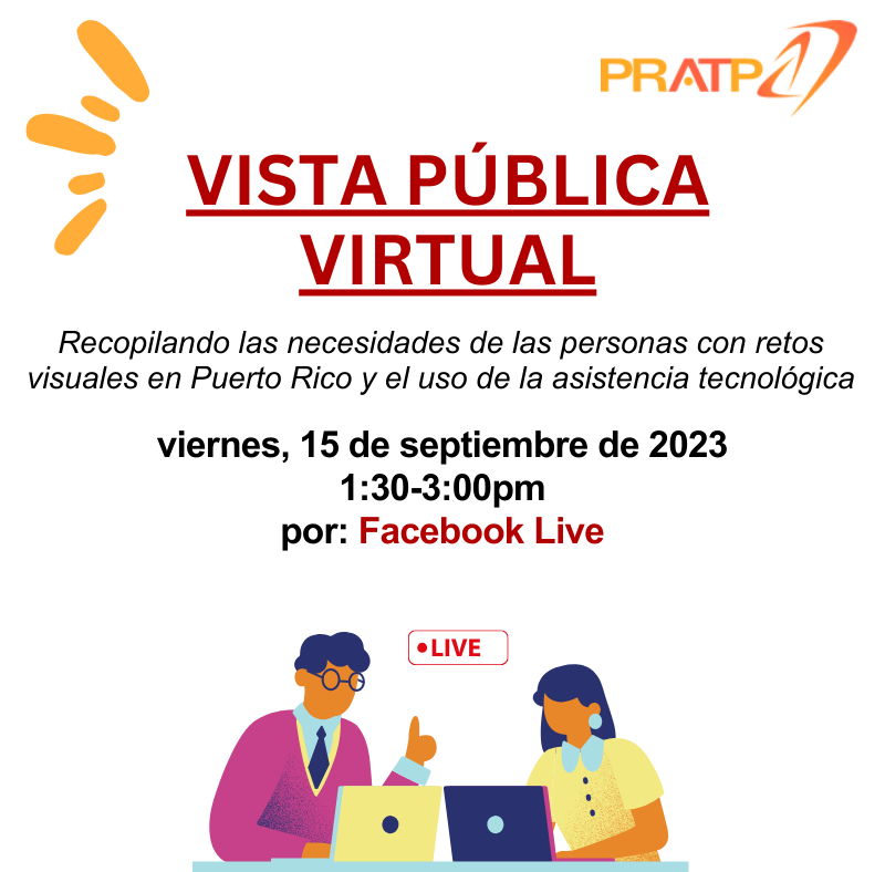 Les invitamos a participar de nuestra vista pública virtual el día 15 de septiembre de 2023 a la 1:30 pm. La misma se transmitirá a través de Facebook Live en nuestro perfil facebook.com/asistenciatecn…. Les exhortamos a compartir este anuncio con sus familiares, amigos y vecinos.