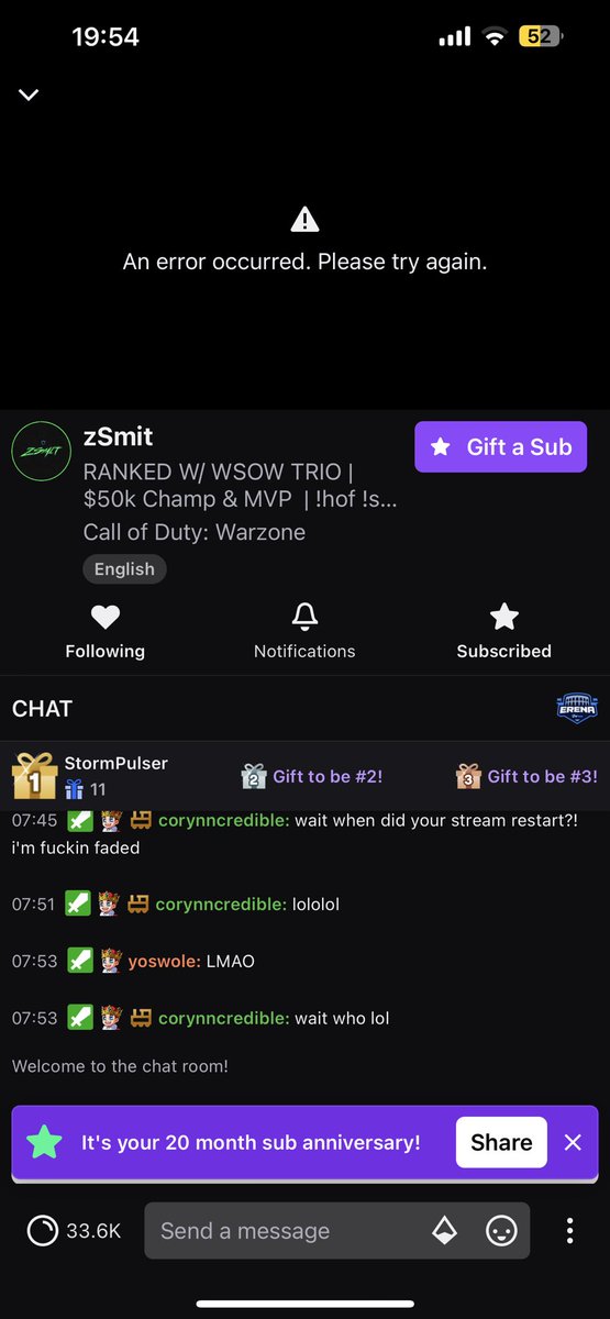 Lanceyboy2013's tweet photo. @TwitchSupport I can’t watch any streams from mobile ? A lot of others having similar issues . Happens on every streamer I try and watch …..😞 https://t.co/JFBhR0lM0q