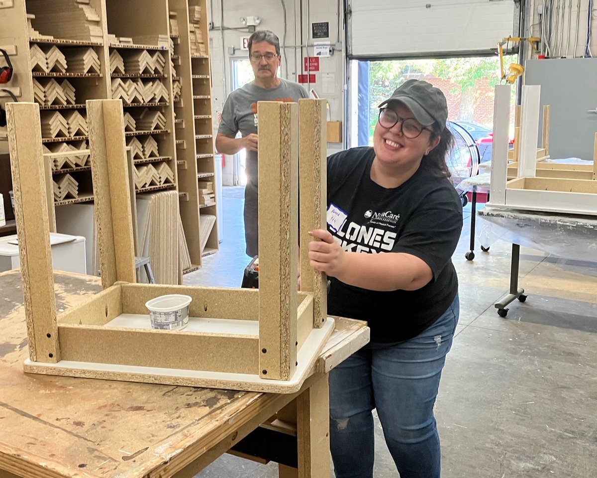 NLFBank's tweet image. Special thanks to our amazing table building volunteers from @proctergamble who built a whopping 32 tables last week! Your contribution will help 32 families in need gather around and eat meals together!
#volunteers #tablebuilding #woodworking #cincyfurniturebank