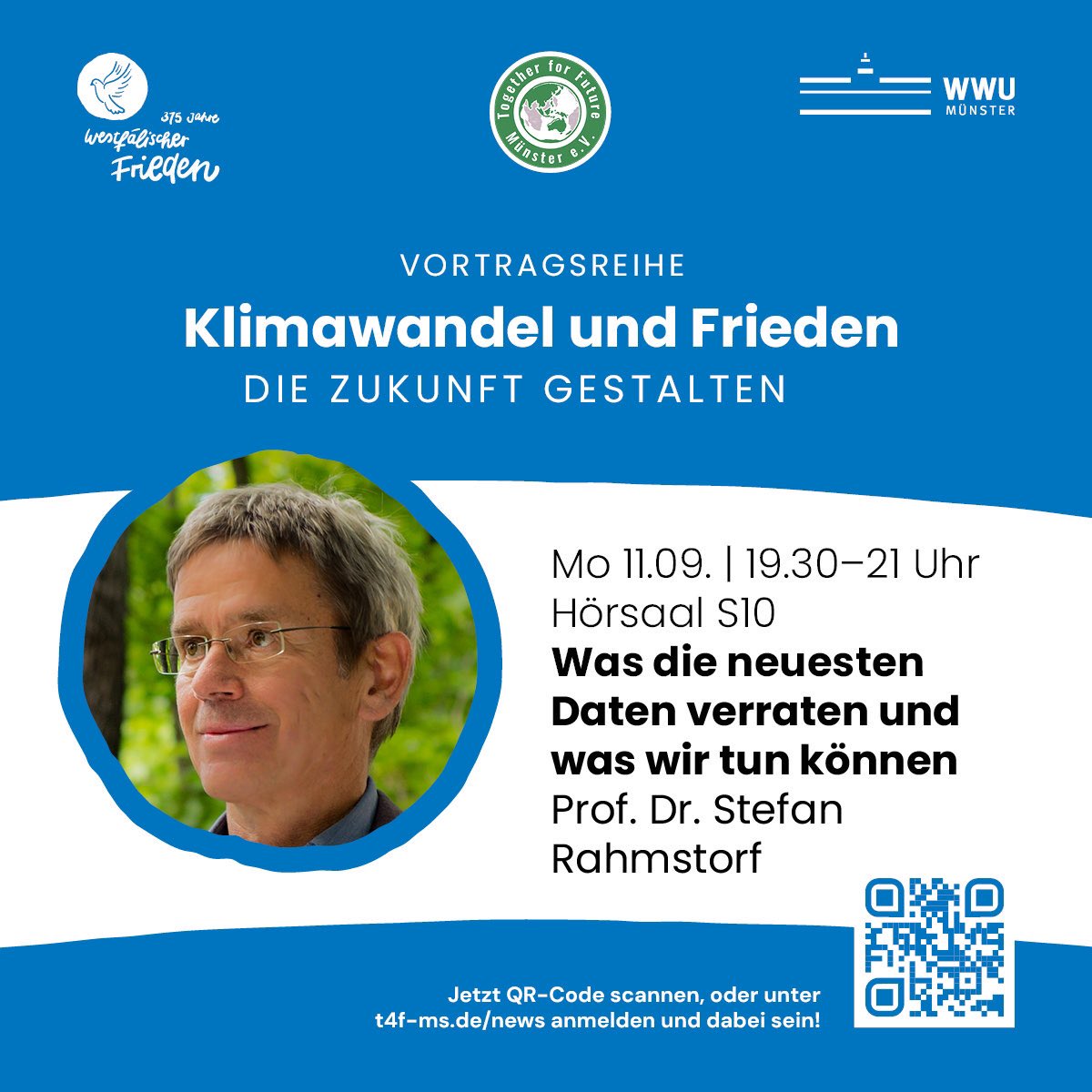 #TFF Münster begrüßt nächsten Montag Prof. Dr. <a href="/rahmstorf/">Prof. Stefan Rahmstorf 🌏 🦣</a> in der Vortragsreihe "#Klimawandel &amp; #Frieden". Wer in #Münster ist, hin da! 💚