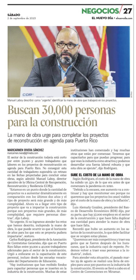 Manuel_Laboy_PE's tweet photo. Durante el evento #BuildPR se evidenciaron las miles de obras encaminadas con fondos de FEMA lideradas por las agencias, municipios y entidades sin fines de lucro. Seguimos ejecutando distintas estrategias para asegurar la mano de obra diestra necesaria para la reconstrucción. https://t.co/yntO1zQbsb